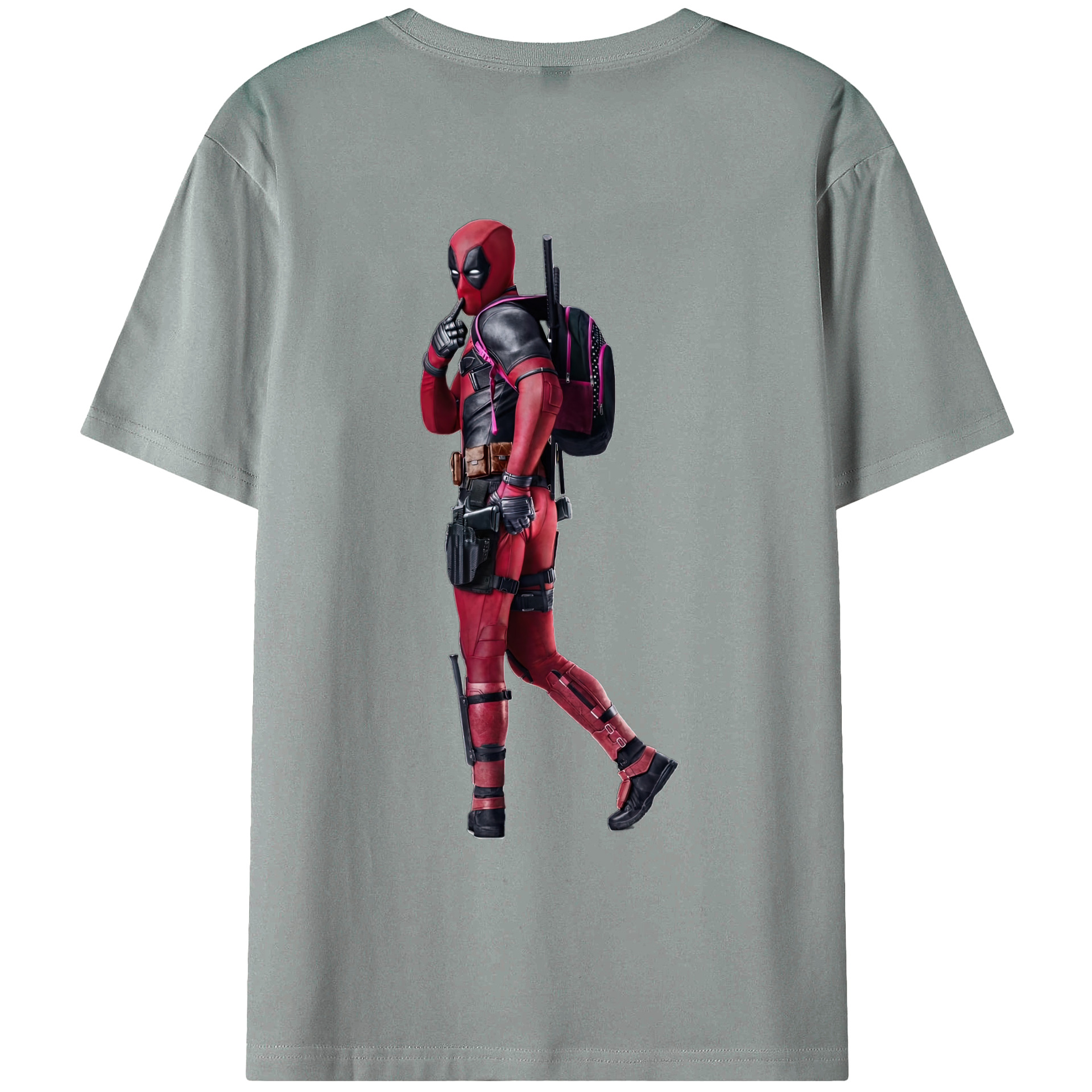 （画像用） Deadpool デッドプール 綿100％ メンズ半袖Tシャツ（バックプリント） 通気性